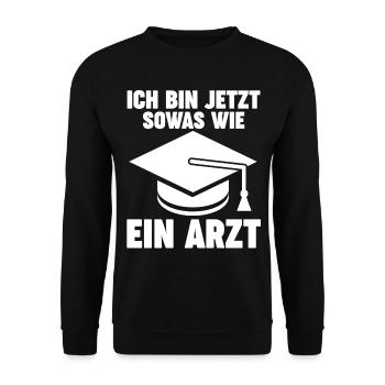 Doktor Abschluss Doktorand Promotion Doktortitel - Unisex Pullover - Schwarz - Vorne - Alina (178cm) & Michal (187cm)