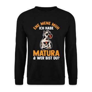 Maturant Kuh Schulabschluss Matura - Unisex Pullover - Schwarz - Vorne - Alina (178cm) & Michal (187cm)