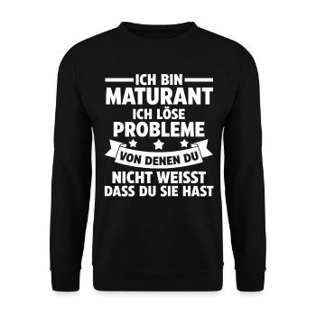 Maturant Schulabschluss Matura - Unisex Pullover - Schwarz - Vorne - Alina (178cm) & Michal (187cm)