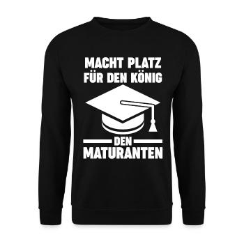 Maturant König Schulabschluss Matura - Unisex Pullover - Schwarz - Vorne - Alina (178cm) & Michal (187cm)