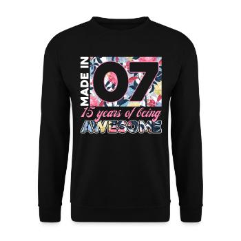 Made in 07 15 years of Being Awesome - Unisex Sweatshirt - black - Front - Alina (178cm) & Michal (187cm)