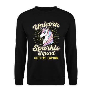 Unicorn Sparkle Squad Cutter Captain - Unisex Pullover - Schwarz - Vorne - Alina (178cm) & Michal (187cm)