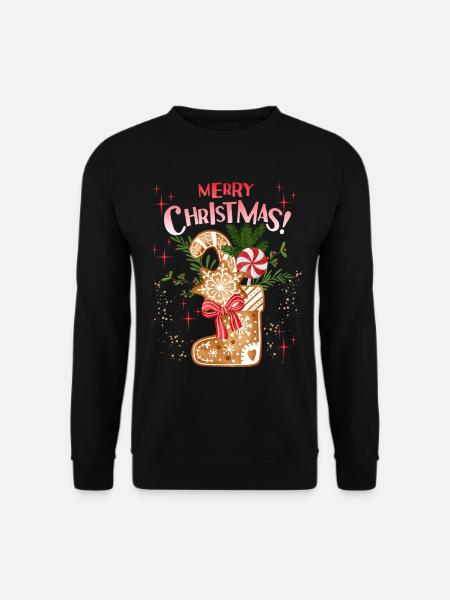Weihnachten Lebkuchen Stiefel, Nikolaus - Unisex Pullover - Schwarz