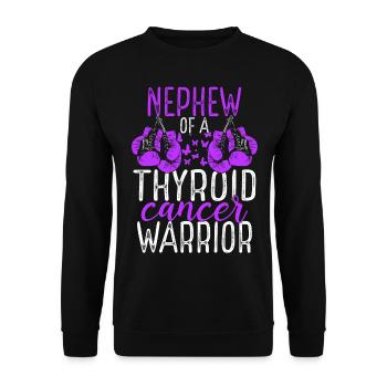 Nephew Thyroid Cancer Awareness Aunts Uncle - Unisex Sweatshirt - black - Front - Alina (178cm) & Michal (187cm)