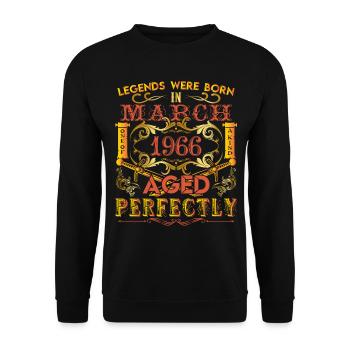 March 1966 - birthday 1966 legends were born. - Unisex Sweatshirt - black - Front - Alina (178cm) & Michal (187cm)