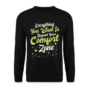 Meaningful Knowledge Motivator Comfort Zone - Unisex Sweatshirt - black - Front - Alina (178cm) & Michal (187cm)