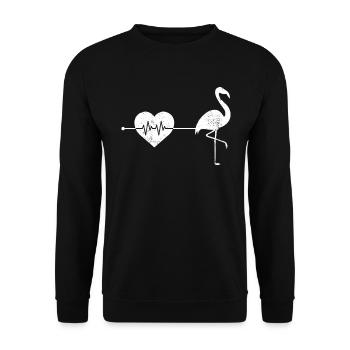 Flamingo heartbeat - Unisex Sweatshirt - black - Front - Alina (178cm) & Michal (187cm)