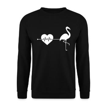 Flamingo heartbeat - Unisex Sweatshirt - black - Front - Alina (178cm) & Michal (187cm)