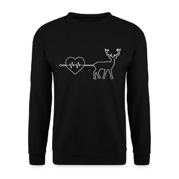 Battement de cœur de cerf - Sweat-shirt Unisexe - noir - Devant - Alina (178cm) & Michal (187cm)