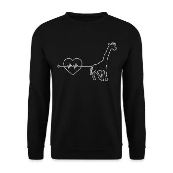 Giraffe Herzschlag - Unisex Pullover - Schwarz - Vorne - Alina (178cm) & Michal (187cm)