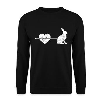 Rabbit heartbeat - Unisex Sweatshirt - black - Front - Alina (178cm) & Michal (187cm)