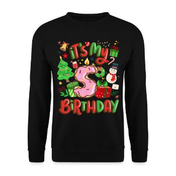 C’est mon 5 ans bonhomme de neige Noël - Sweat-shirt Unisexe - noir - Devant - Alina (178cm) & Michal (187cm)