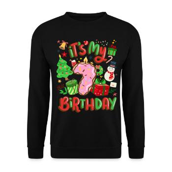 It's my 7 birthday snowman Christmas - Unisex Sweatshirt - black - Front - Alina (178cm) & Michal (187cm)