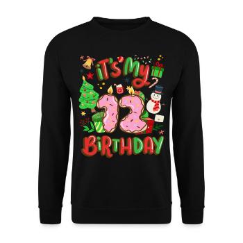 It's my 12 birthday snowman Christmas - Unisex Sweatshirt - black - Front - Alina (178cm) & Michal (187cm)