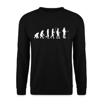 Angeln Geschenk Fischer Angler Petri Heil Rute - Unisex Pullover - Schwarz - Vorne - Alina (178cm) & Michal (187cm)