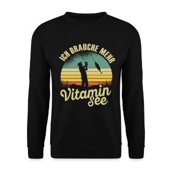 Angeln Tshirt Mann Fischer Rute Fischfang Fishing - Unisex Pullover - Schwarz - Vorne - Alina (178cm) & Michal (187cm)