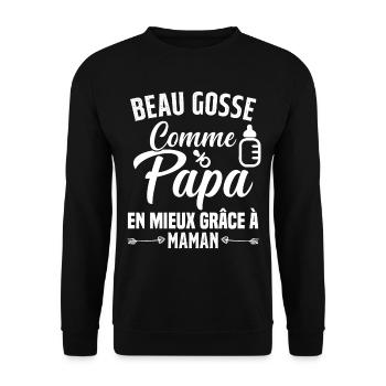 Beau Gosse Comme Papa Cadeau Maman Body Enceinte - Sweat-shirt Unisexe - noir - Devant - Alina (178cm) & Michal (187cm)
