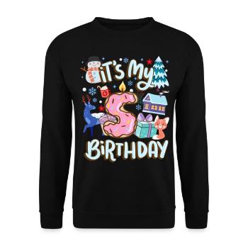 C’est mon beignet de vacances de bonhomme de neige de 5 ans - Sweat-shirt Unisexe - noir - Devant - Alina (178cm) & Michal (187cm)