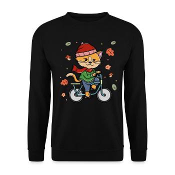 Cycling Autumn Cycling Cat Rider - Unisex Sweatshirt - black - Front - Alina (178cm) & Michal (187cm)