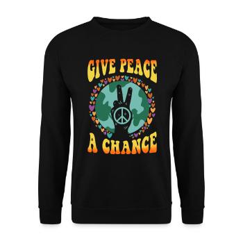 Hippie Tshirt Peace Movement Woodstock Boho Groove - Unisex Sweatshirt - black - Front - Alina (178cm) & Michal (187cm)