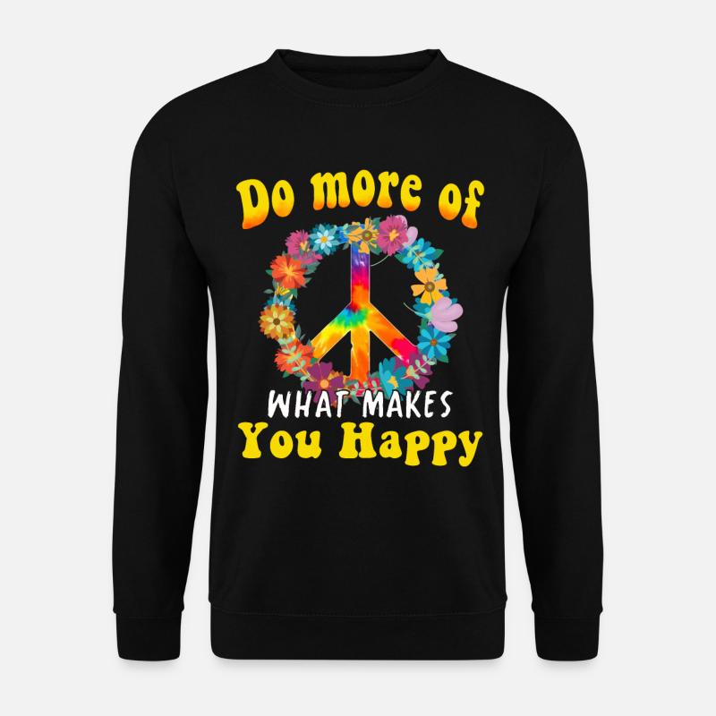 Hippie Peace Groovy Flowerpower Boho Woodstock - Unisex Pullover - Schwarz