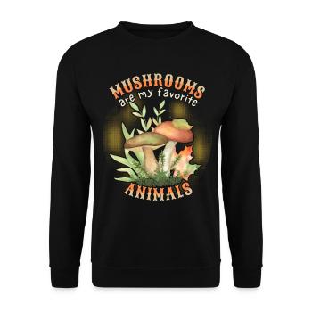 Waldpilze, Pilze, lustiger Spruch - Unisex Pullover - Schwarz - Vorne - Alina (178cm) & Michal (187cm)