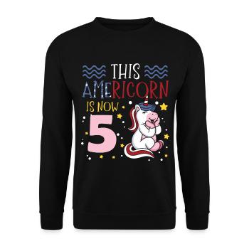 Cette Americorn est maintenant 5 Poney Licorne 4 juillet - Sweat-shirt Unisexe - noir - Devant - Alina (178cm) & Michal (187cm)