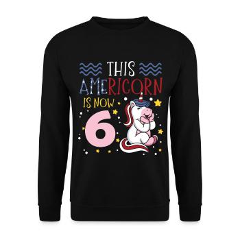 Cette Americorn est maintenant 6 Poney Licorne 4 juillet - Sweat-shirt Unisexe - noir - Devant - Alina (178cm) & Michal (187cm)