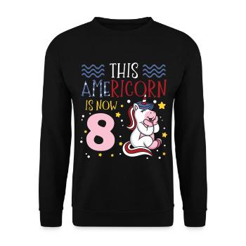 Cette Americorn est maintenant 8 Poney Licorne 4 juillet - Sweat-shirt Unisexe - noir - Devant - Alina (178cm) & Michal (187cm)