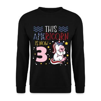 This Americorn is now 3 Unicorn Pony July 4th - Unisex Sweatshirt - black - Front - Alina (178cm) & Michal (187cm)