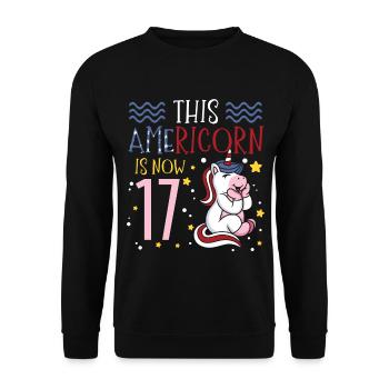 This Americorn is now 17 Unicorn Pony 4. - Unisex Sweatshirt - black - Front - Alina (178cm) & Michal (187cm)