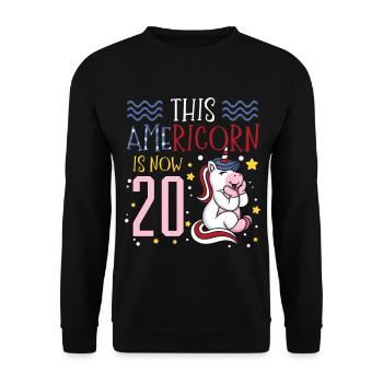 Dieses Americorn Ist Jetzt 20 Einhorn Pony 4. - Unisex Pullover - Schwarz - Vorne - Alina (178cm) & Michal (187cm)
