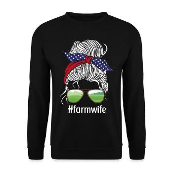 Farming Farmer Girl Wife Sun - Unisex Pullover - Schwarz - Vorne - Alina (178cm) & Michal (187cm)