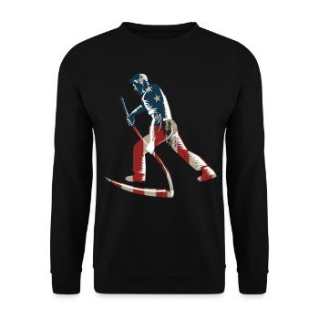 Farming Farmer American Flag Us - Unisex Sweatshirt - black - Front - Alina (178cm) & Michal (187cm)