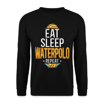 Water Polo Vintage Eat Sleep Water - Unisex Pullover - Schwarz - Vorne - Alina (178cm) & Michal (187cm)