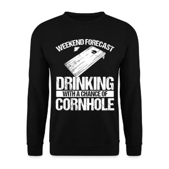 Cornhole Player Weekend Beer Drinking Drinks - Unisex Sweatshirt - black - Front - Alina (178cm) & Michal (187cm)