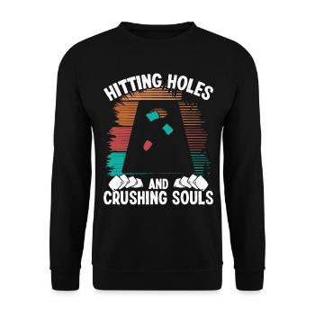 Cornhole Player Hitting Holes Souls Corn Hole Toss - Sweat-shirt Unisexe - noir - Devant - Alina (178cm) & Michal (187cm)