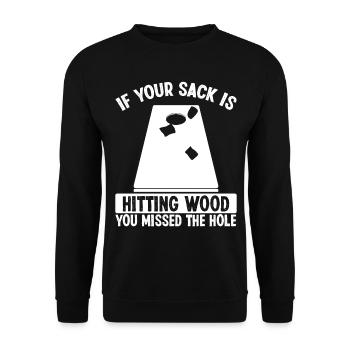 Le joueur de Cornhole Sack frappant du bois a raté le trou - Sweat-shirt Unisexe - noir - Devant - Alina (178cm) & Michal (187cm)