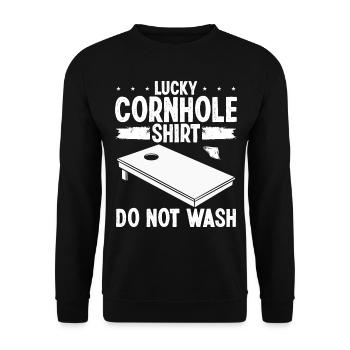 Cornhole Player Lucky Do not wash Tosser - Unisex Sweatshirt - black - Front - Alina (178cm) & Michal (187cm)