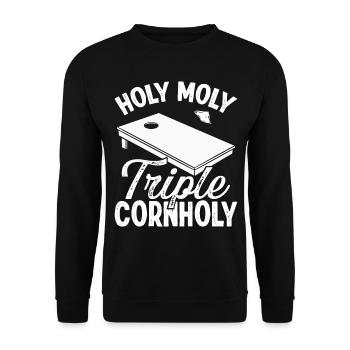 Cornhole Player Holy Moly Triple Cornholy Tosser - Unisex Sweatshirt - black - Front - Alina (178cm) & Michal (187cm)
