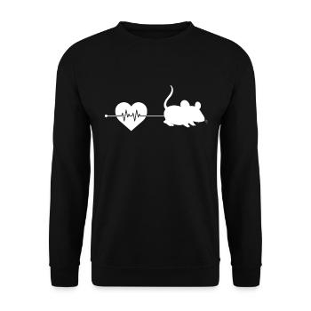 Maus Herzschlag - Unisex Pullover - Schwarz - Vorne - Alina (178cm) & Michal (187cm)