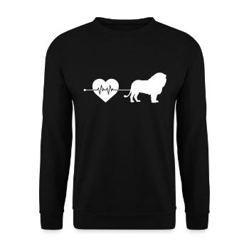 Löwe Herzschlag - Unisex Pullover - Schwarz - Vorne - Alina (178cm) & Michal (187cm)