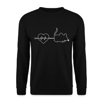 Maus Herzschlag - Unisex Pullover - Schwarz - Vorne - Alina (178cm) & Michal (187cm)