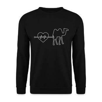 Dromedar Kamel Herzschlag - Unisex Pullover - Schwarz - Vorne - Alina (178cm) & Michal (187cm)