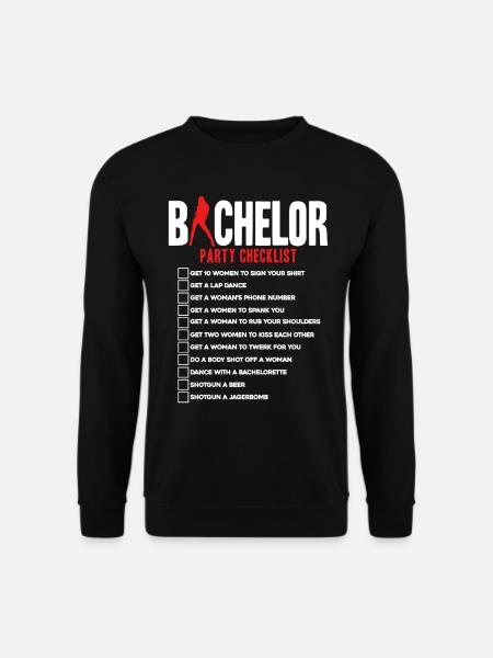 Liste de contrôle de l’enterrement de vie de garçon - Sweat-shirt Unisexe - noir
