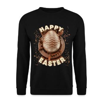 Ostern, Schokolade Osterei, Frohe Ostern Spruch - Unisex Pullover - Schwarz - Vorne - Alina (178cm) & Michal (187cm)