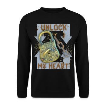 Valentine's Day saying, lock keys, love-love - Unisex Sweatshirt - black - Front - Alina (178cm) & Michal (187cm)