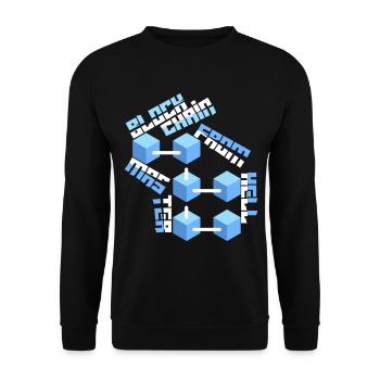 Blockchain-Master Block Chain lustiger Spruch - Unisex Pullover - Schwarz - Vorne - Alina (178cm) & Michal (187cm)