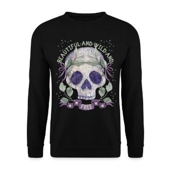 Crâne Couronne de laurier romantique - Sweat-shirt Unisexe - noir - Devant - Alina (178cm) & Michal (187cm)