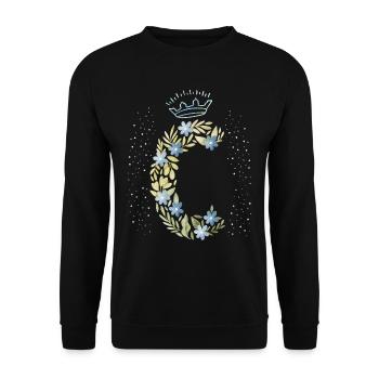 Monogram letter C with crown, floral ornament - Unisex Sweatshirt - black - Front - Alina (178cm) & Michal (187cm)
